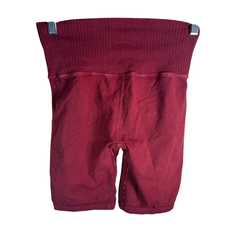 FP Movement Good Karma Bike Shorts Women M/L Cranberry High Waist Activewear